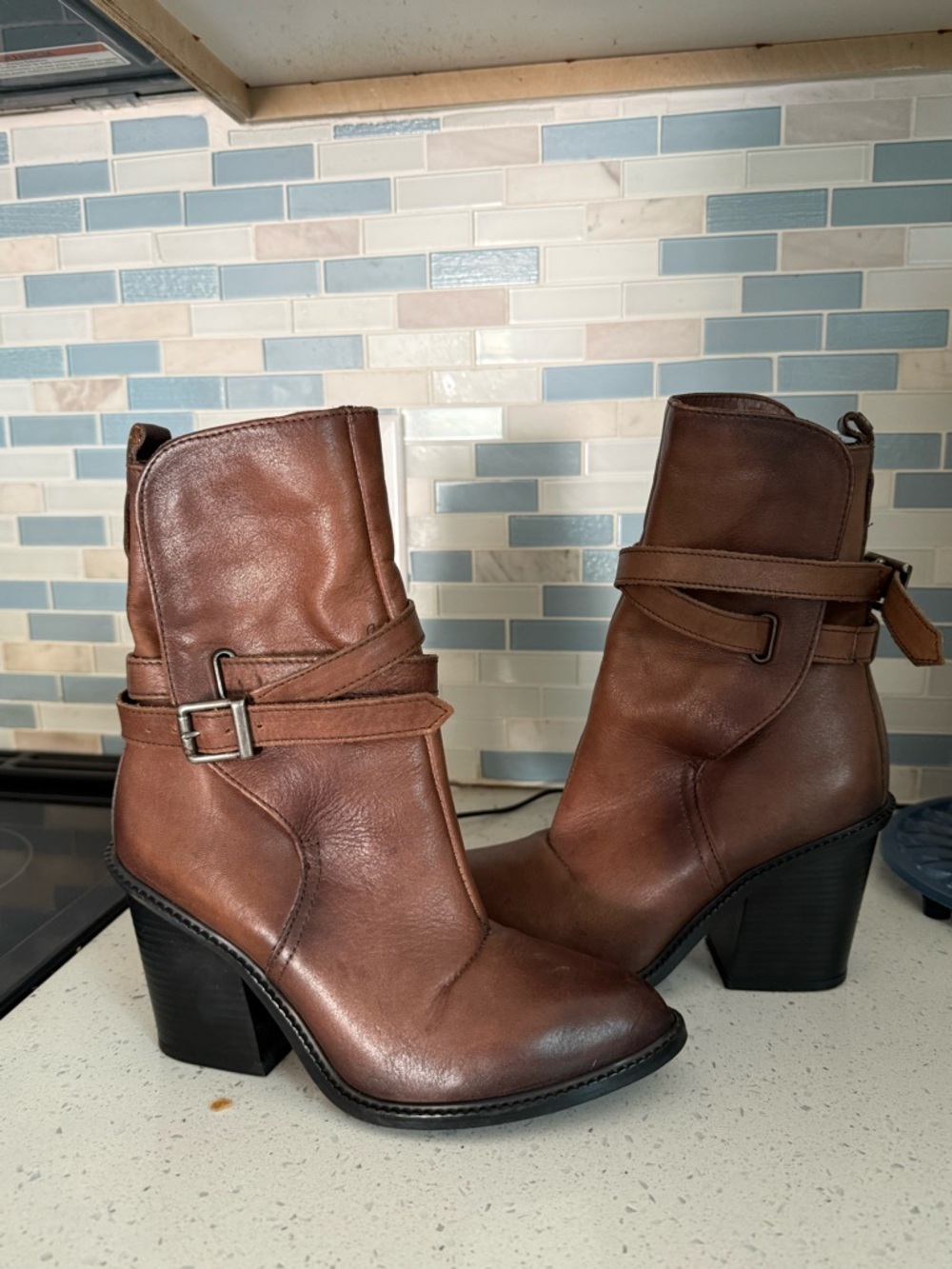 Diesel Leather Mid-Heel Ankle Boots